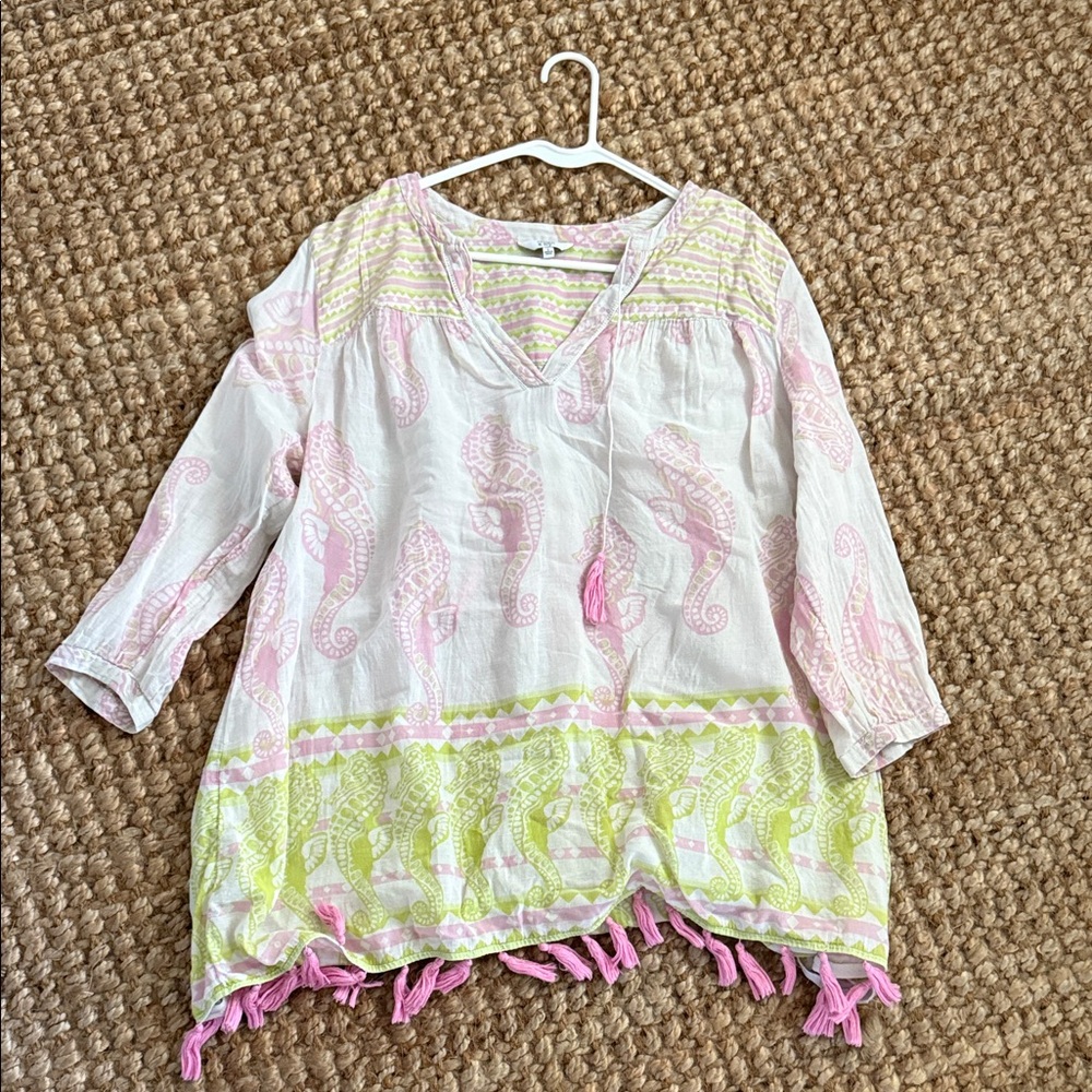 Crown & Ivy Pink and Green Geometric Blouse